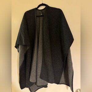 Black and Gray Open Front Poncho - Lily Van der Woodsen vibes